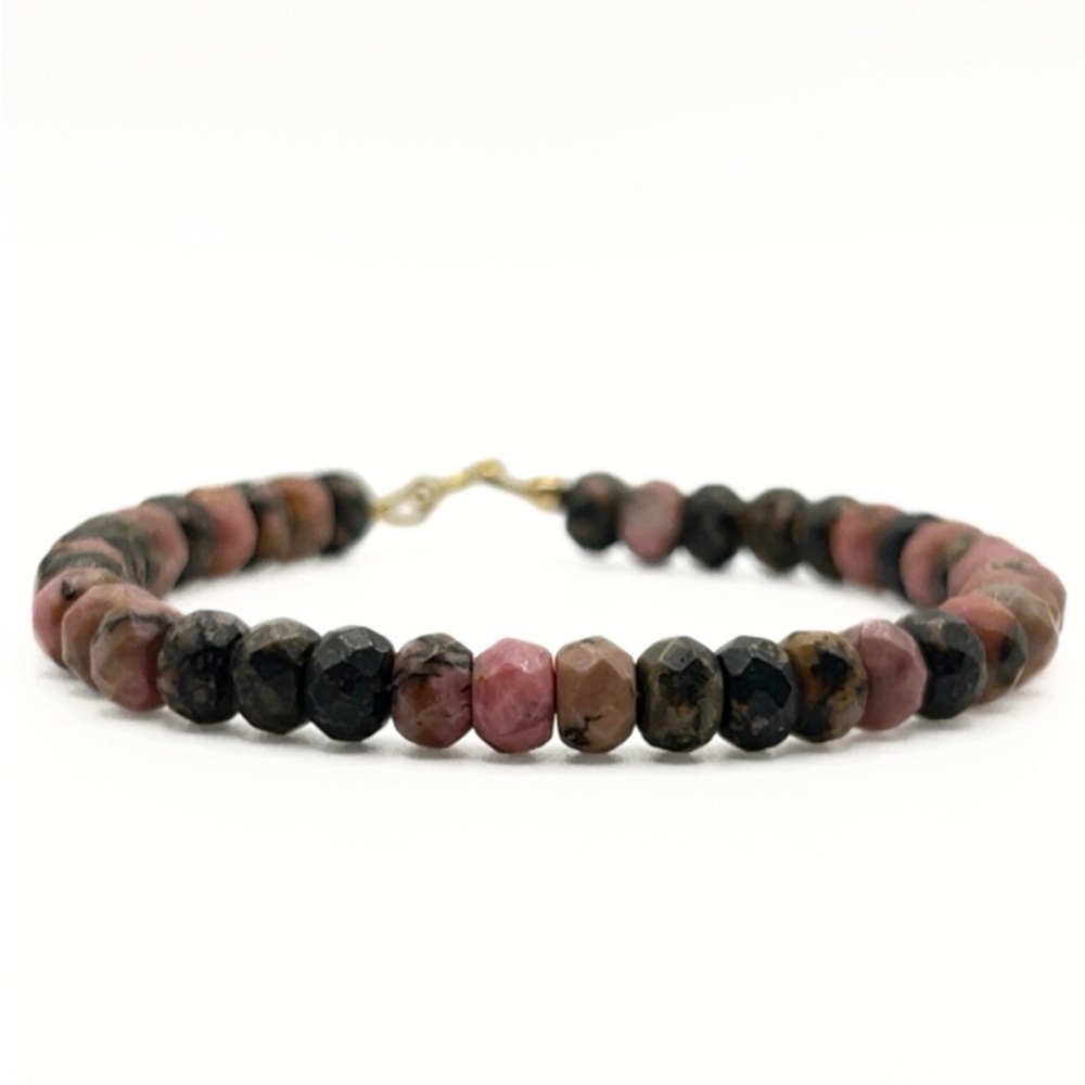 Handmade Pink Rhodonite Gemstone Bracelet